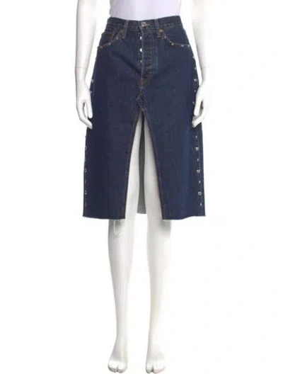 Pre-owned Re/done Studded Accents Knee-length Skirt In Blue