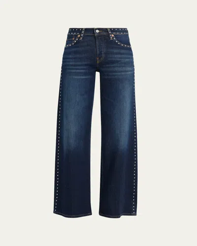Re/done Studded Mid-rise Jeans In Blue