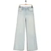 Re/done Studded Mid Rise Wide Leg Jeans In Blue