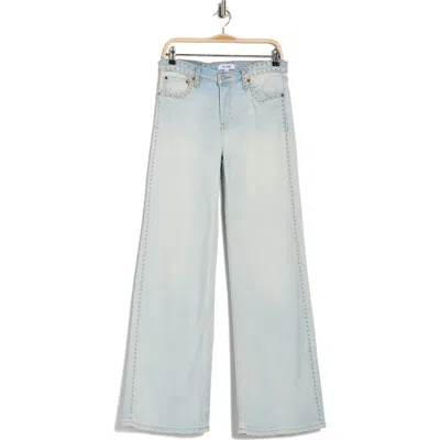 Re/done Studded Mid Rise Wide Leg Jeans In Blue