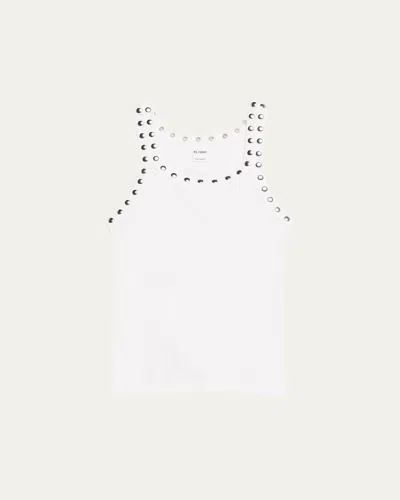 Re/done Studded Rib-knit Tank Top In White