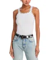 Re/done Studded Ribbed Tank Optic White In White