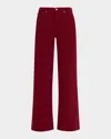 Re/done Studded Wide Flare Corduroy Pants In Red