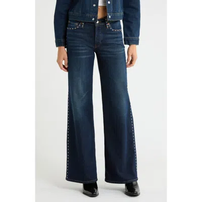 Re/done Studded Wide Leg Jeans In Blue