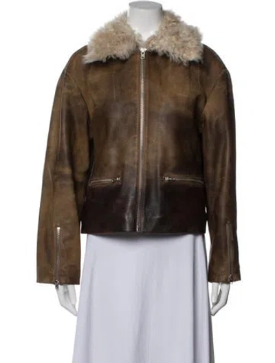 Pre-owned Re/done Suede Biker Jacket In Brown