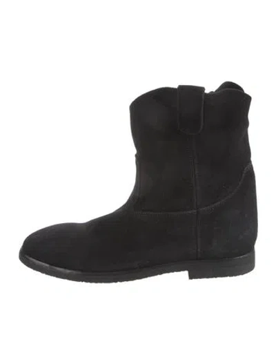 Pre-owned Re/done Suede Combat Boots In Black