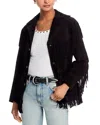 Re/done Suede Fringe Jacket In Black