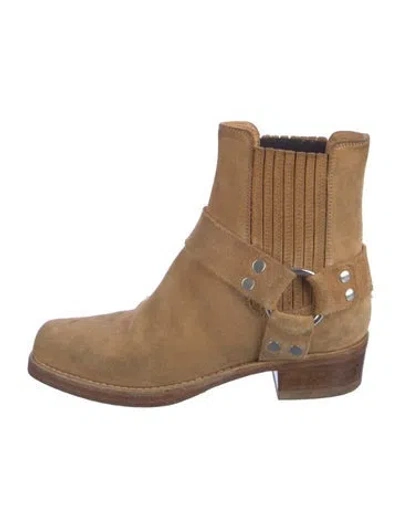 Pre-owned Re/done Suede Moto Boots In Brown