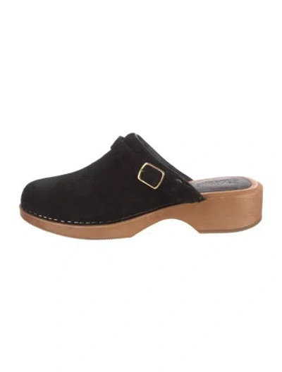 Pre-owned Re/done Suede Mules In Black