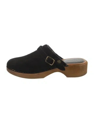 Pre-owned Re/done Suede Mules In Black