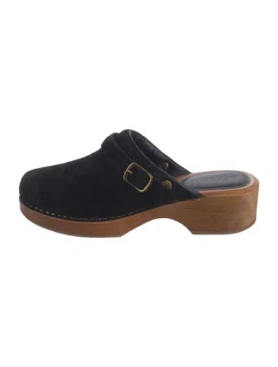 Pre-owned Re/done Suede Mules In Black