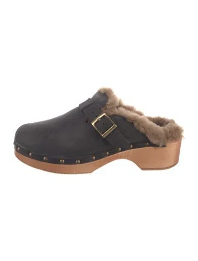 Pre-owned Re/done Suede Mules In Black