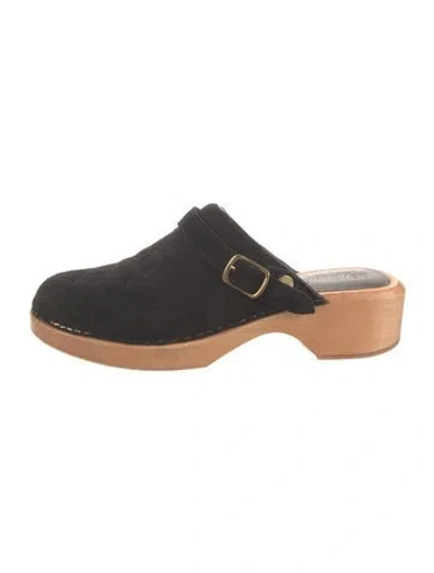 Pre-owned Re/done Suede Mules In Black