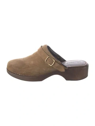 Pre-owned Re/done Suede Mules In Brown