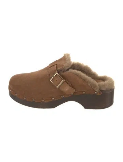 Pre-owned Re/done Suede Mules In Brown