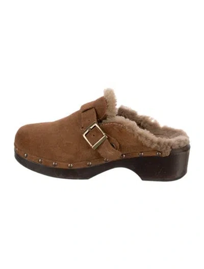 Pre-owned Re/done Suede Mules In Brown