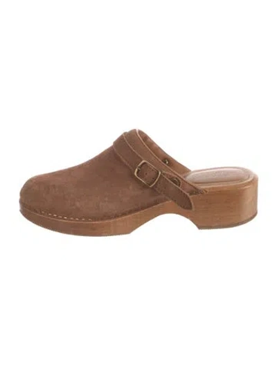 Pre-owned Re/done Suede Mules In Brown