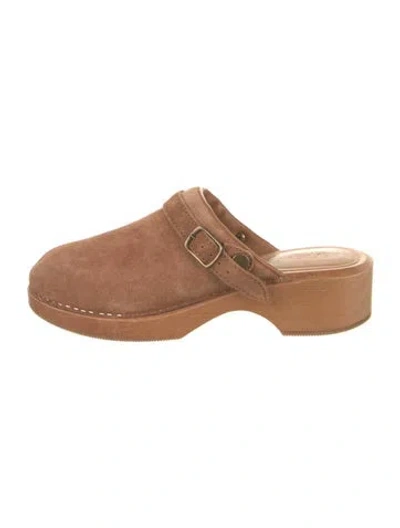 Pre-owned Re/done Suede Mules In Brown