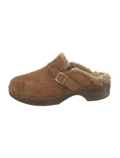 Pre-owned Re/done Suede Mules In Brown