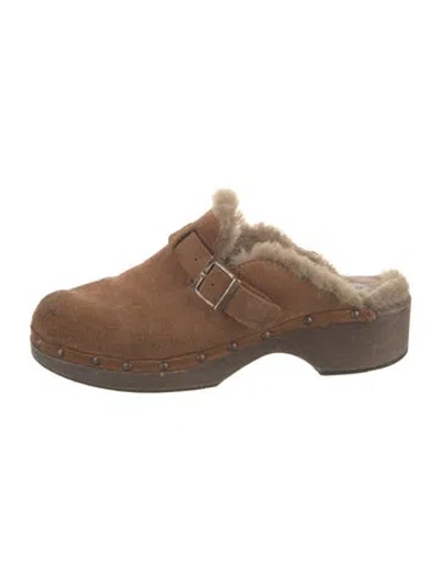 Pre-owned Re/done Suede Mules In Brown