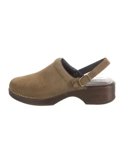 Pre-owned Re/done Suede Slingback Pumps In Green