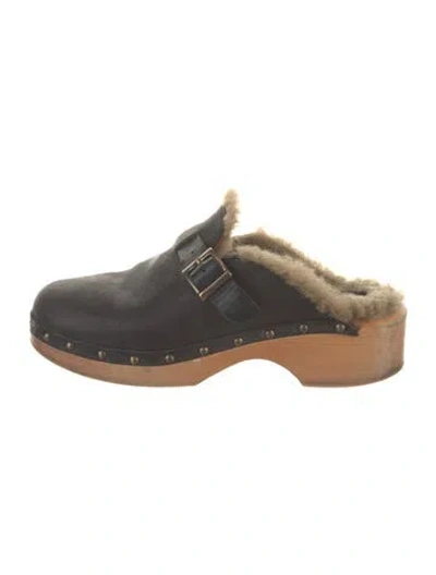 Pre-owned Re/done Suede Studded Accents Mules In Black/brown