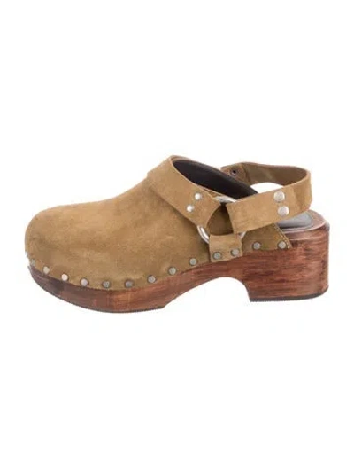 Pre-owned Re/done Suede Studded Accents Mules In Neutrals
