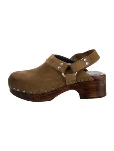 Pre-owned Re/done Suede Studded Accents Pumps In Brown