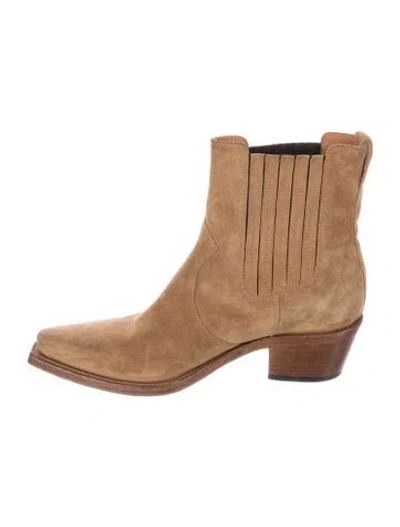 Pre-owned Re/done Suede Western Boots In Neutrals