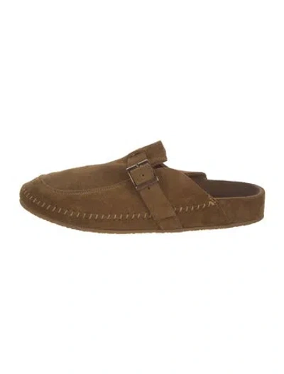 Pre-owned Re/done Suede Whipstitch Trim Mules In Neutral