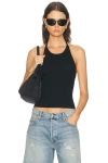 Re/done Sylvie Ribbed Halter Tank Top In Black