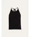 Re/done Sylvie Ribbed Halter Tank Top In Black