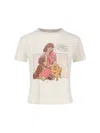 Re/done Graphic Print Crew Neck Short Sleeve Top In White