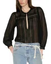 Re/done Tate Long Sleeve Blouse In Black