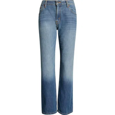 Re/done The Blondie High Waist Crop Straight Leg In Blue