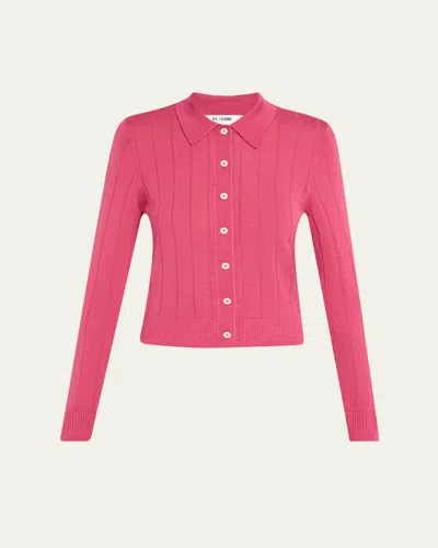 Re/done The Caroline Rib Cardigan In Pink