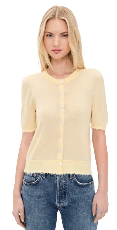 Re/done The Drift Cashmere Cardigan Shortbread In Yellow