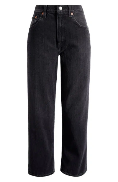 Re/done The Ollie Mid Rise Straight Leg Jeans In Black