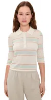 Re/done The Range Polo Top Light Mint Combo In Neutral