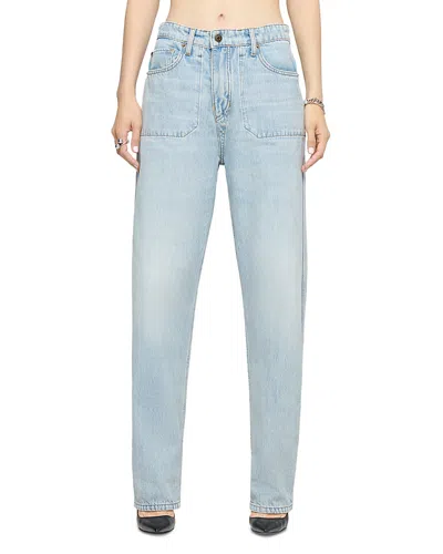 Re/done The Rewind Reversible High Rise Barrel Jeans In Love Letter Blue Floral