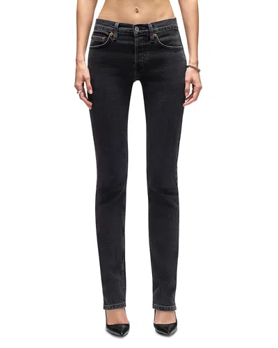 Re/done The Slim Cig Mid Rise Jeans In Back To Black