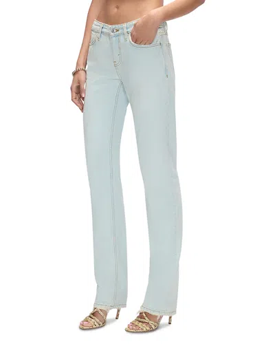 Re/done The Snatch Back Mid Rise Straight Jeans In Bleach Distress In Blue