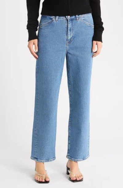 Re/done The Westley High Waist Straight Leg Jeans In Blue