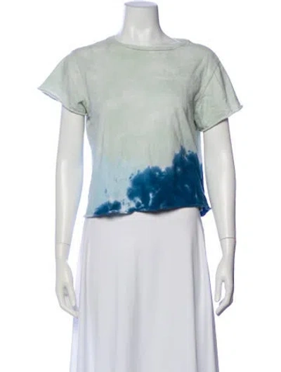 Pre-owned Re/done Tie-dye Print Crew Neck Crop Top In Green