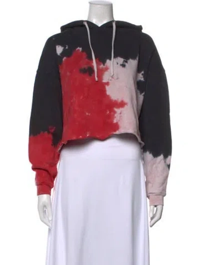 Pre-owned Re/done Tie-dye Print Crew Neck Hoodie In Black/red