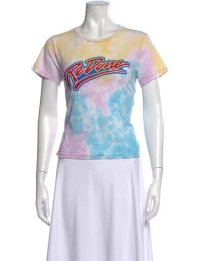 Pre-owned Re/done Tie-dye Print Crew Neck T-shirt In Blue
