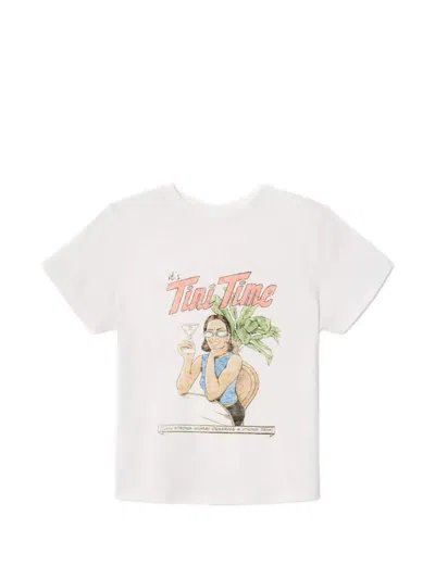 Re/done Tini Time Graphic-print T-shirt In White