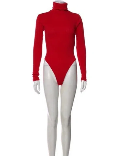 Pre-owned Re/done Turtleneck Long Sleeve Bodysuit In Red