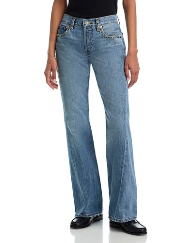 Re/done Twisted Mid Rise Bootcut Jeans In Dark Lady Blue