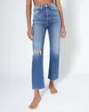 Re/done Comfort Stretch Ultra Highrise Stove Pipe Jean In Vintage Indigo Destroy In Blue